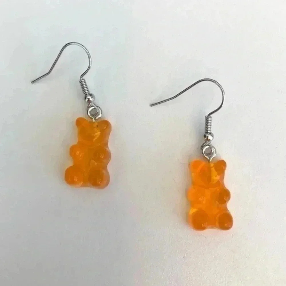 Orange Gummy Bear Resin Earrings NWT